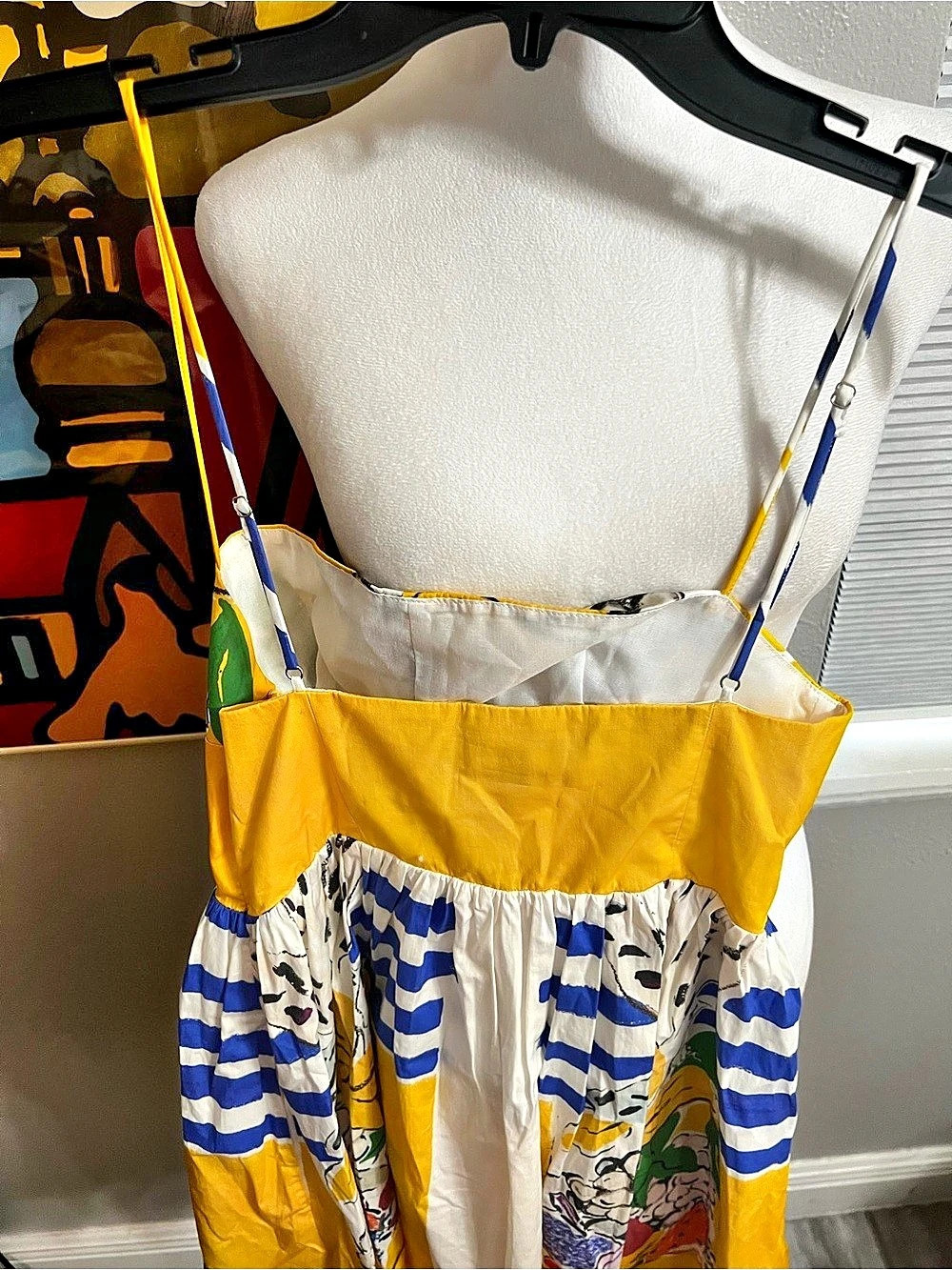 Zara Fruit Print Poplin Dress Floral Mini Yellow & Blue Medium NWT extra small - Picture 12 of 13